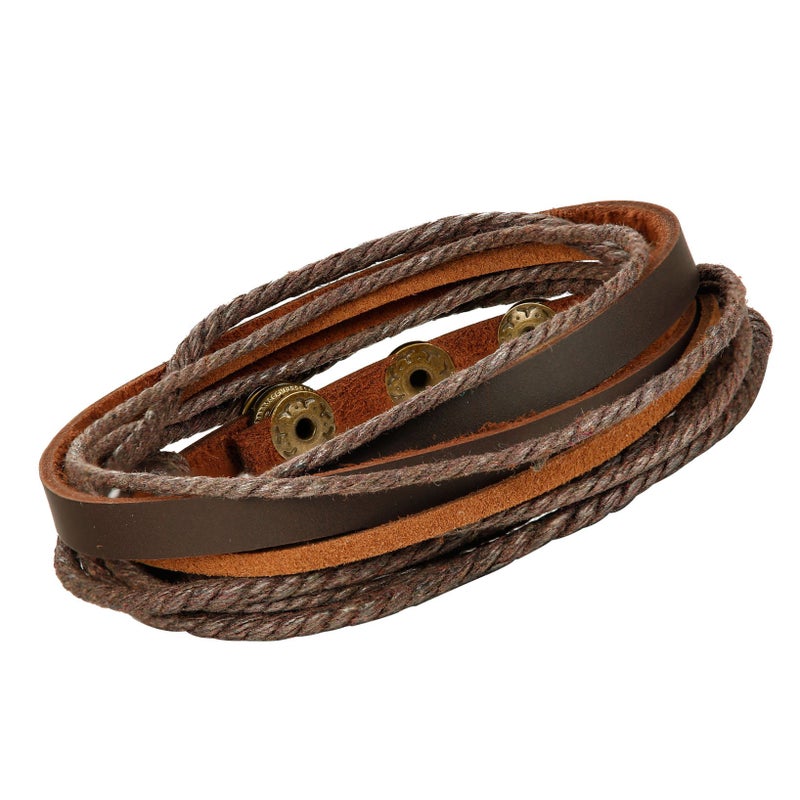 Jstyle 4Pcs Braided Leather Bracelet for Women Mens Cuff Bead Bracelet Set Adjustable Brown - Image 3
